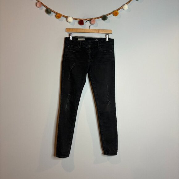 AG Adriano Goldschmied The Ankle Legging black distressed jeans - Picture 1 of 7